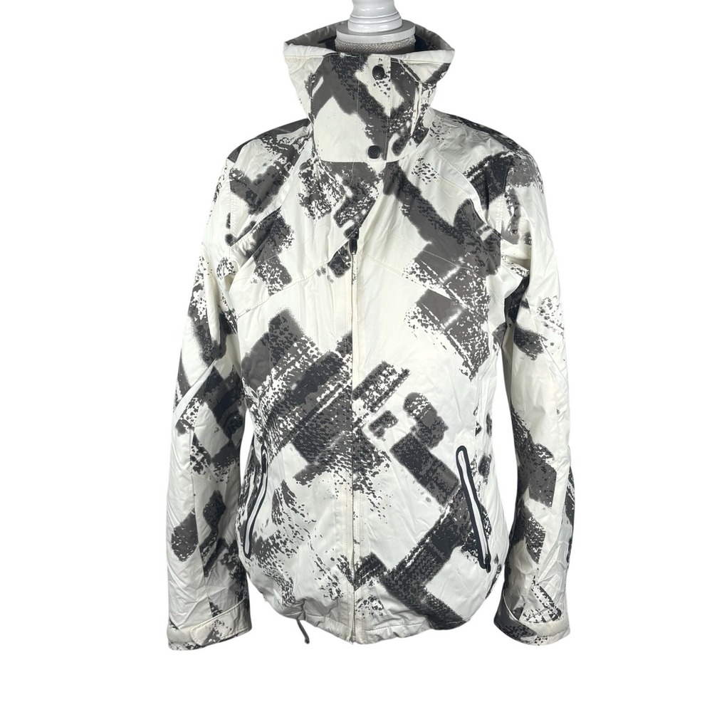 Columbia Interchange 3-in-1 Ski Jacket Size M Omni Tech Zip Gray Black Ivory Geo - Picture 2 of 16